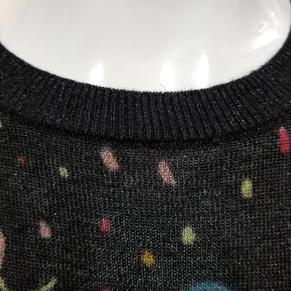 Zara top Small black galaxy space planets universe Saturn metallic knit - Picture 5 of 10